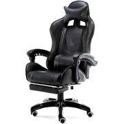 Trade Shop - Sedia Poltrona Gaming Ufficio Casa In Ecopelle Cuscino Lombare Poggiatesta Piedi Nero -