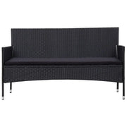Divano da Giardino a 3 Posti con Cuscini Nero in Polyrattan 45899