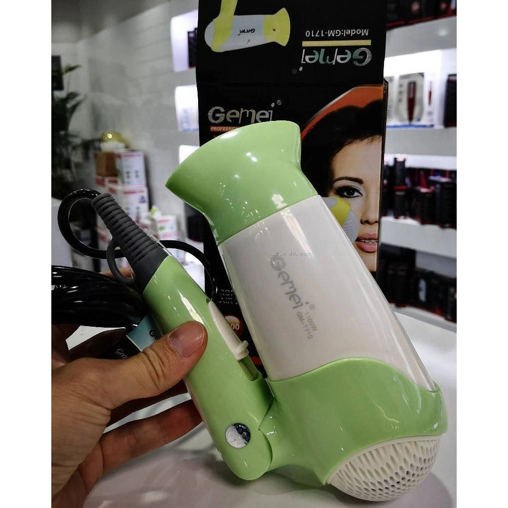 Trade Shop - Asciugacapelli Phon Professionale 2 Velocità 1100 Watt Anello Aggancio Gm-1710 -