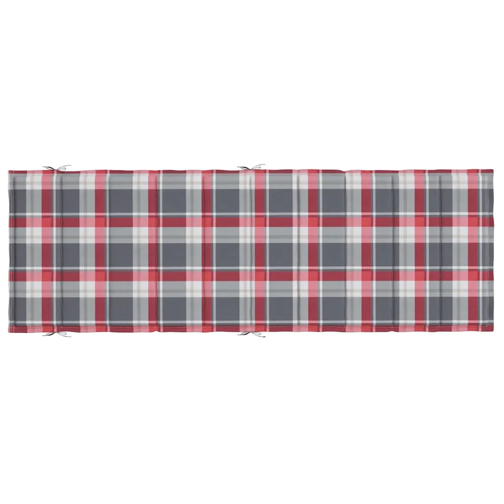 Cuscino per Lettino a Quadri Rossi 186x58x4cm in Tessuto Oxford 314171