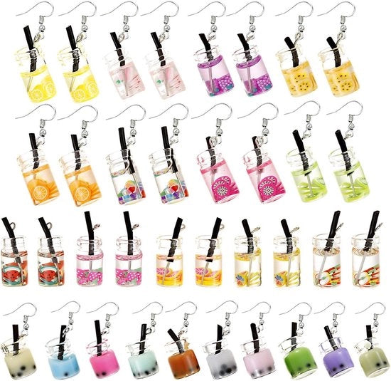 Kit di confezione per gioielli personalizzati con 36 pezzi di decorazioni a rilievo per tè al latte con bolle, con 40 ganci per orecchini inclusi