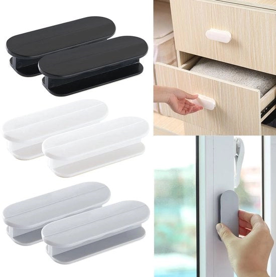 Maniglie per finestra 6 pezzi - Maniglie autoadesive - Maniglie multifunzionali - Maniglie per armadi a muro - Disegno a forma di H - Materiale ABS