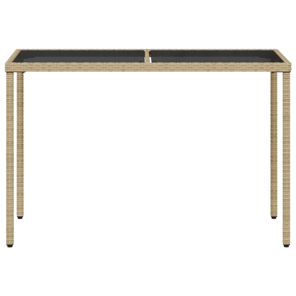 Tavolo da Giardino con Piano Vetro Beige 115x54x74cm Polyrattan 365075