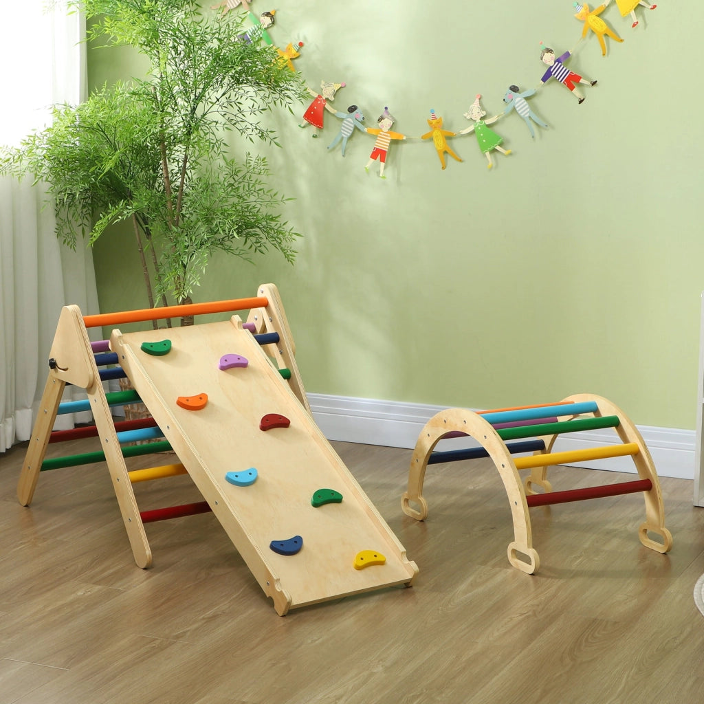 Gioco per Bambini 5 in 1 Triangolo e Arco Montessori Rampa per Arrampicata