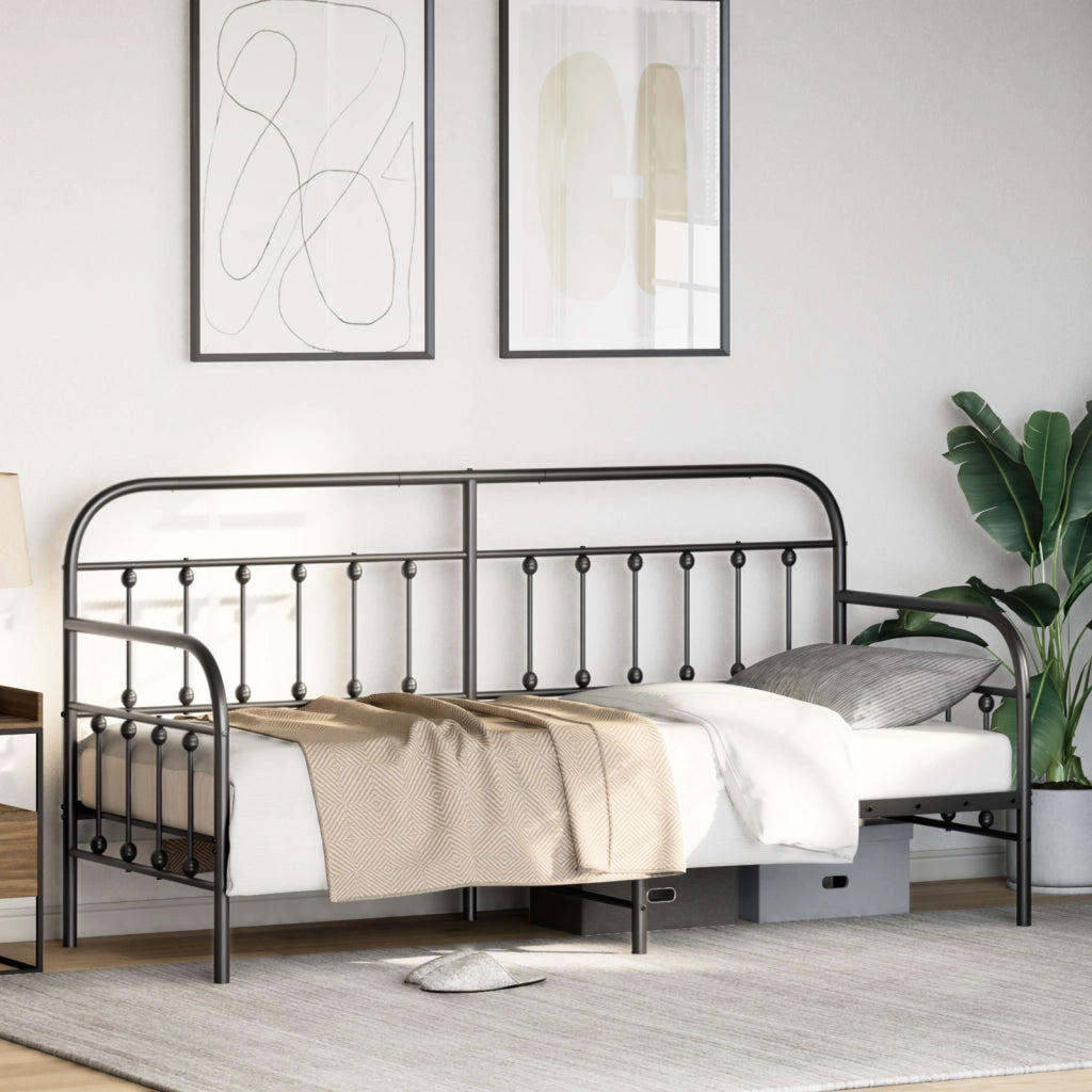 Telaio Letto Giorno Nero 80x200 cm Acciaio