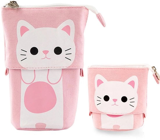 Etui 2 in 1, telescopico, con supporto e contenitore per penne, adatto per ragazze adolescenti.
