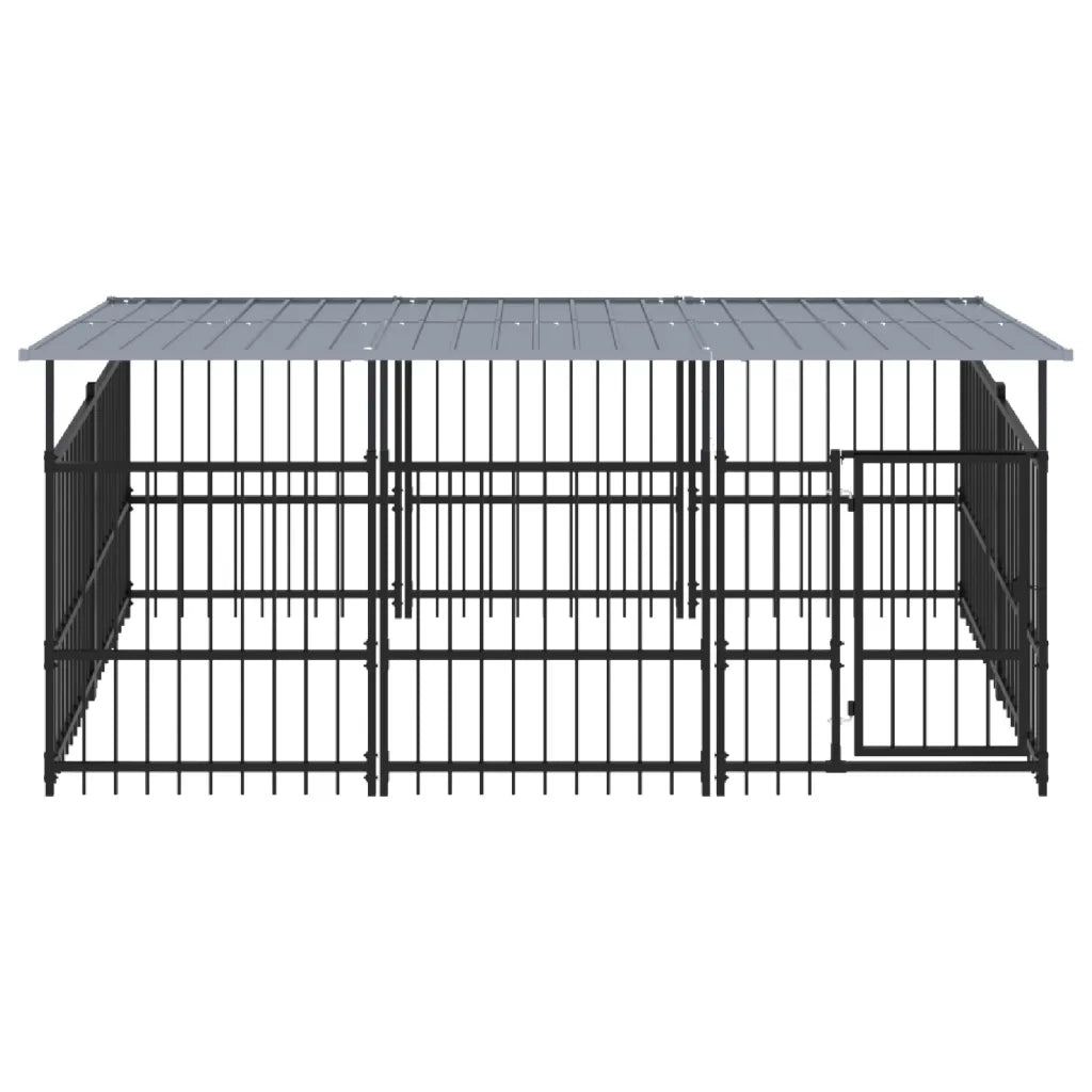 Gabbia per Cani da Esterno con Tetto in Acciaio 5,63 mÂ² cod mxl 44298