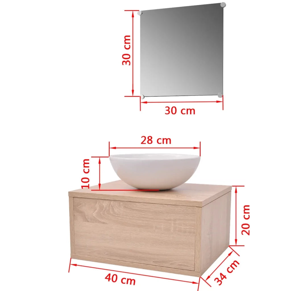 Mobili da Bagno con Lavabo Set 3 pz-Armadietto da bagno Beige