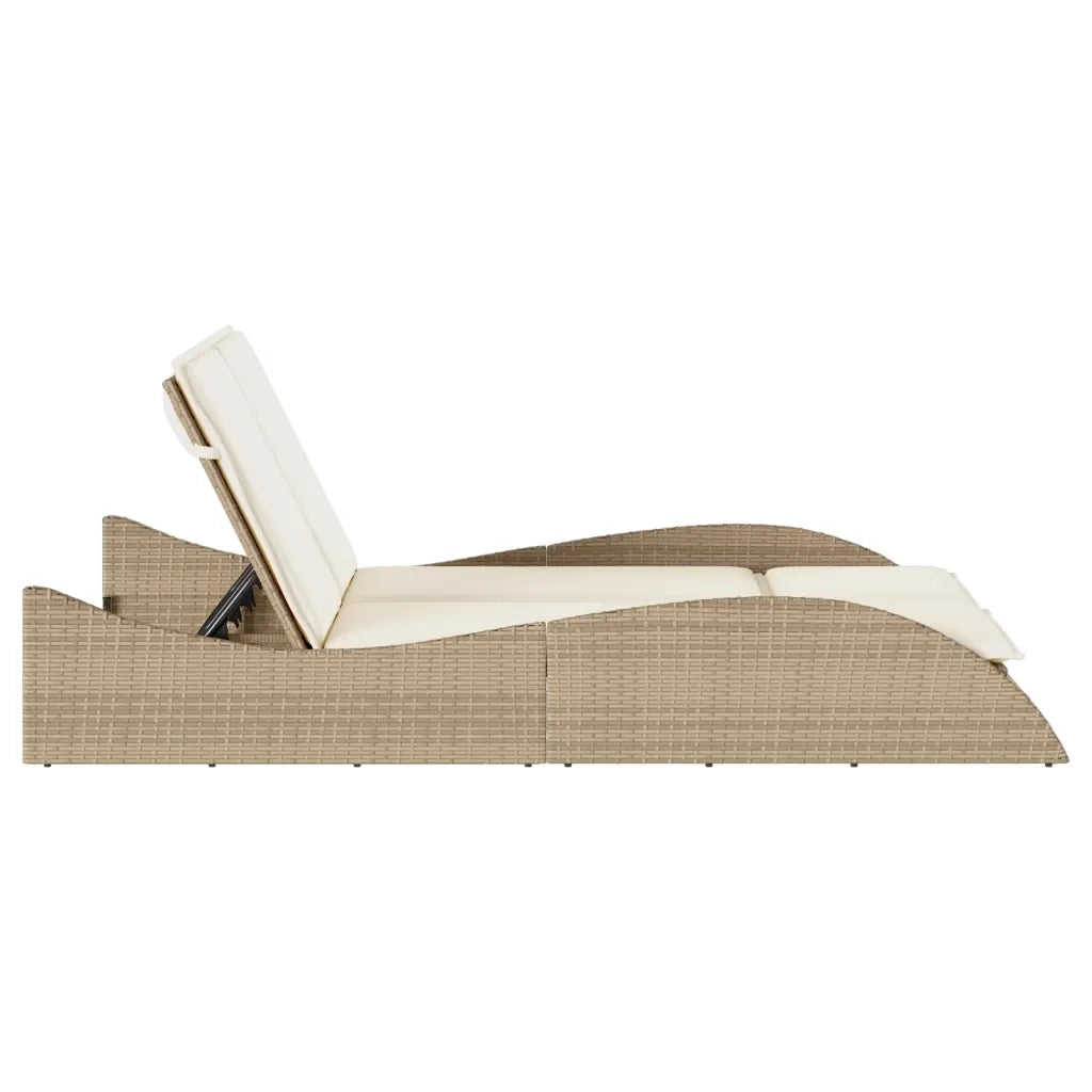 Lettino Prendisole | Sdraio da giardino | Lettino da sole con Cuscini Beige 114x205x73 cm Polyrattan