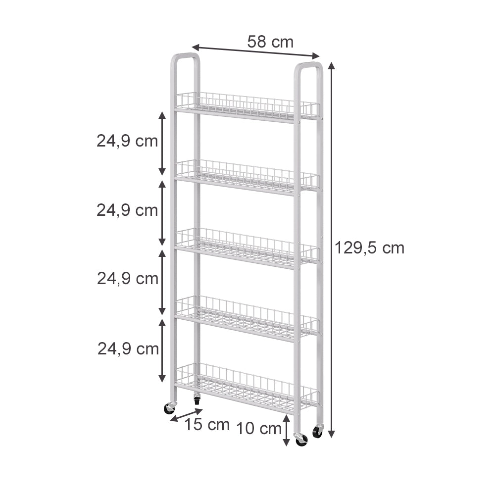 Vicco Piedistallo mobile Bianco 58 x 15 cm con 5 scomparti
