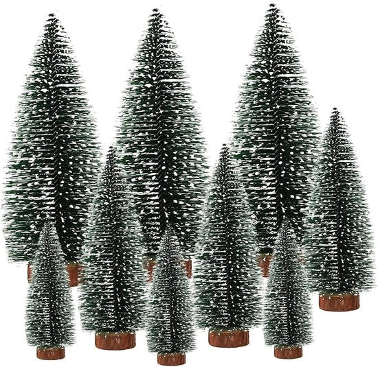 Mini albero di Natale decorazione per tavolo albero di Natale artificiale con effetto neve - 9 pezzi