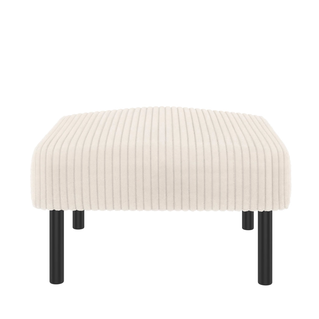 POUF 56x51x39 cm in tessuto corduroy beige, struttura in metallo
