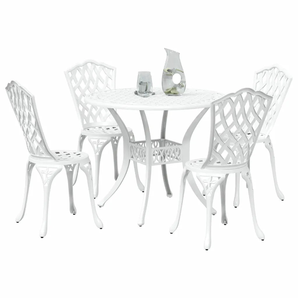 Set da Pranzo per Giardino 5 pcs Bianco Alluminio