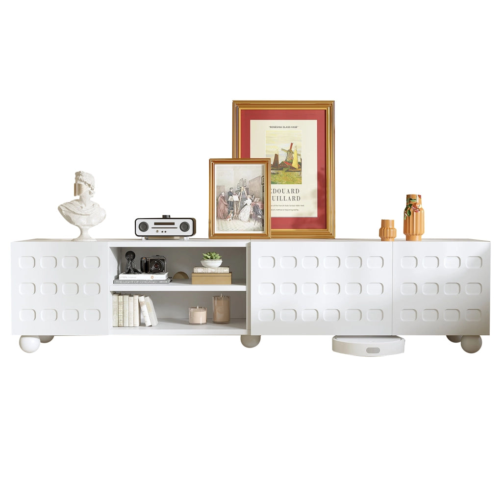 Mobile TV 200 cm ¨C Xylo ¨C Bianco, 3 Ante, Legno, Soggiorno, Supporto TV fino a 80 Pollici