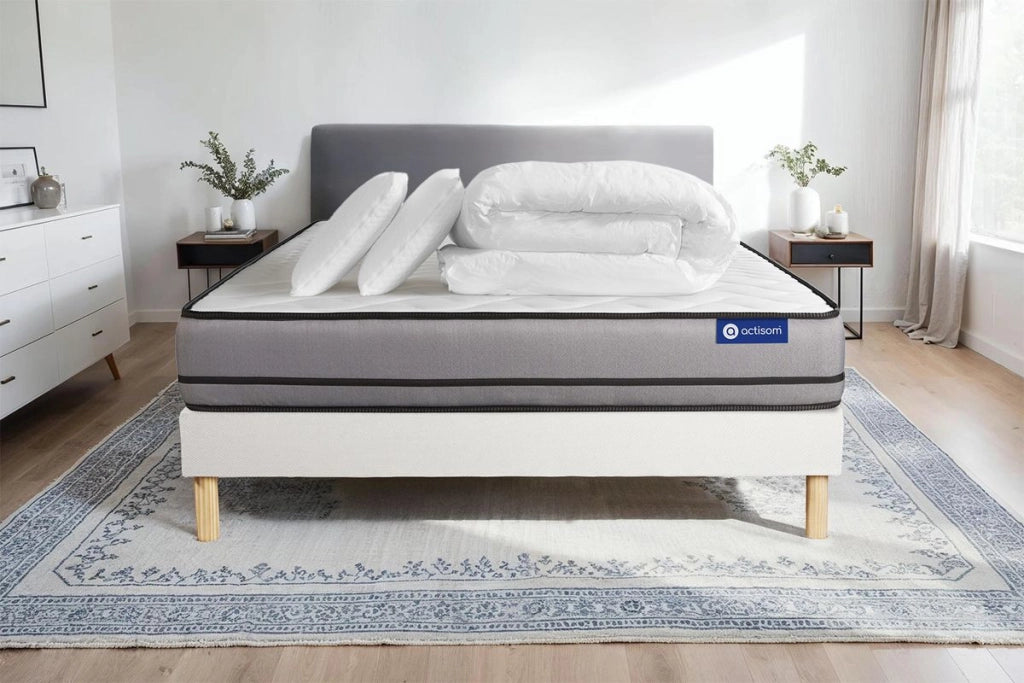 Pacchetto letto completo - Materasso 200x200cm + Box spring con doghe (kit) + 2 cuscini + Piumone - Actilatex Night