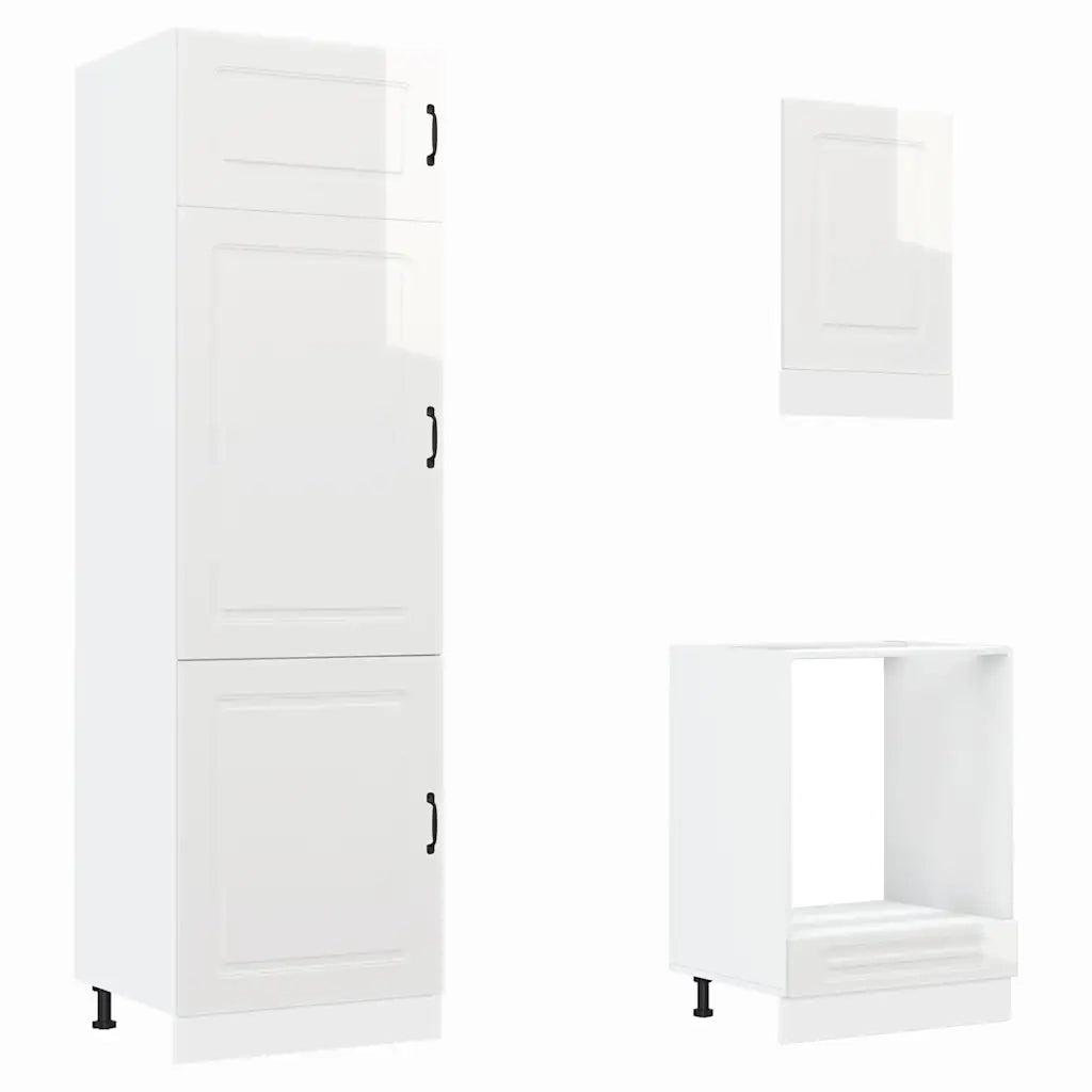 Set Mobili da Cucina 7 pz Kalmar Bianchi Lucido in Truciolato 3314763