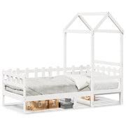 Letto singolo | Letto per adulti | Dormeuse con Tetto 80x200 cm Bianco in Legno Massello di Pino