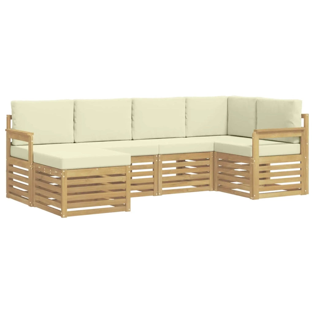 Set di divani da esterno 6 pcs Bianco e Crema Poliestere 3392100
