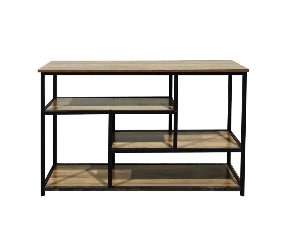 KIT MOBILE BASSO STILE INDUSTRIAL LEGNO NERO 140X35X80 CM RIPIANI SOGGIORNO