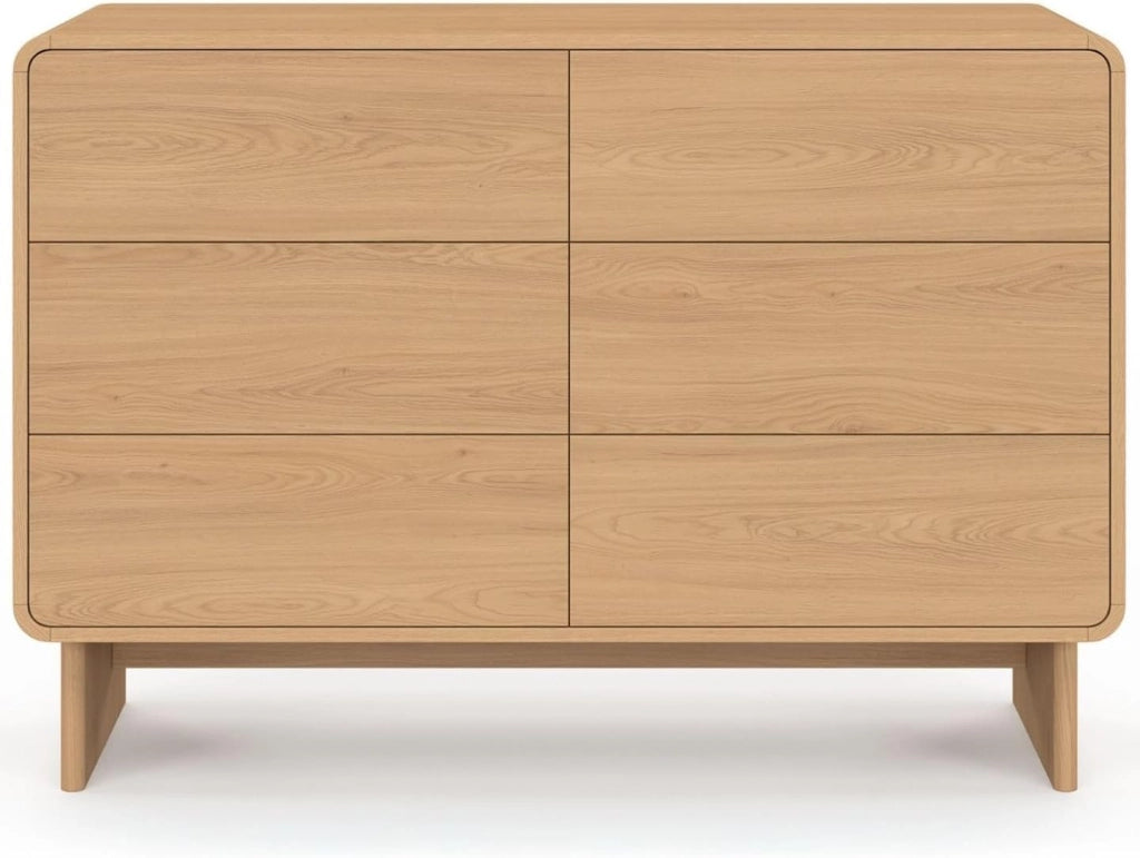 Cassettiera 6 cassetti nasturzio 110 cm in legno di faggio Design arrotondato