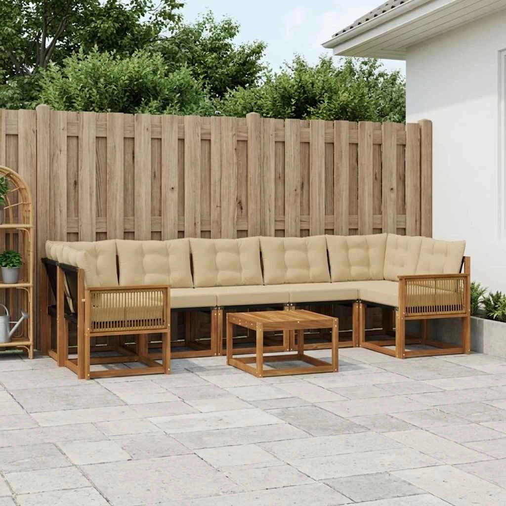 Set di divani da esterno 8 pz Naturale e Beige 3381845