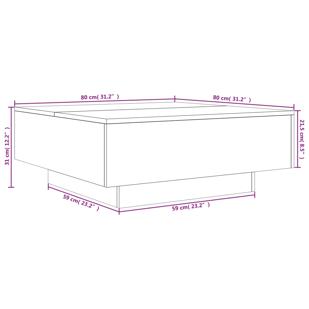 Tavolino da Salotto Rovere Fumo 80x80x31 cm Legno Multistrato