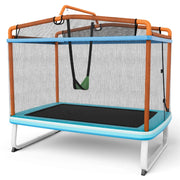 Trampolino per bambini rettangolare 3 in 1 da esterno 190 x 124 x 222 cm con altalena e rete di sicurezza design moderno in metallo arancione 20_0009930
