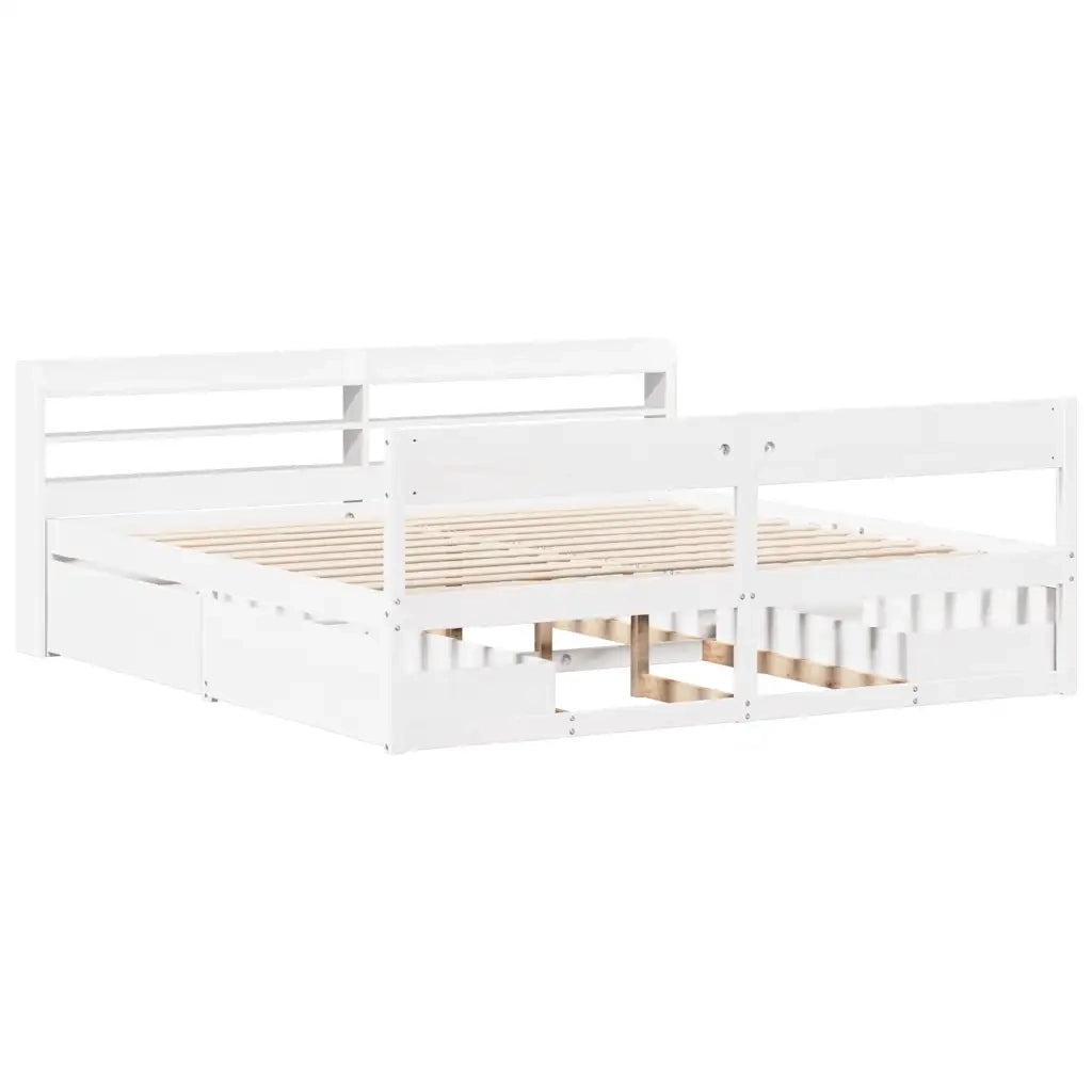 vidaXL Giroletto senza Materasso Bianco 200x200 cm Legno Massello Pino