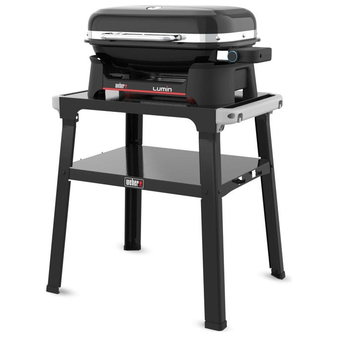 Weber, Barbecue Elettrico con Supporto, Fino a 315 °C, Termometro nel Coperchio, 33 × 49 cm, Nero