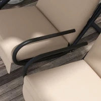 Dondolo da Giardino 2 Posti con Tetto Parasole, in Acciaio e Poliestere, 170x136x170 cm, Beige