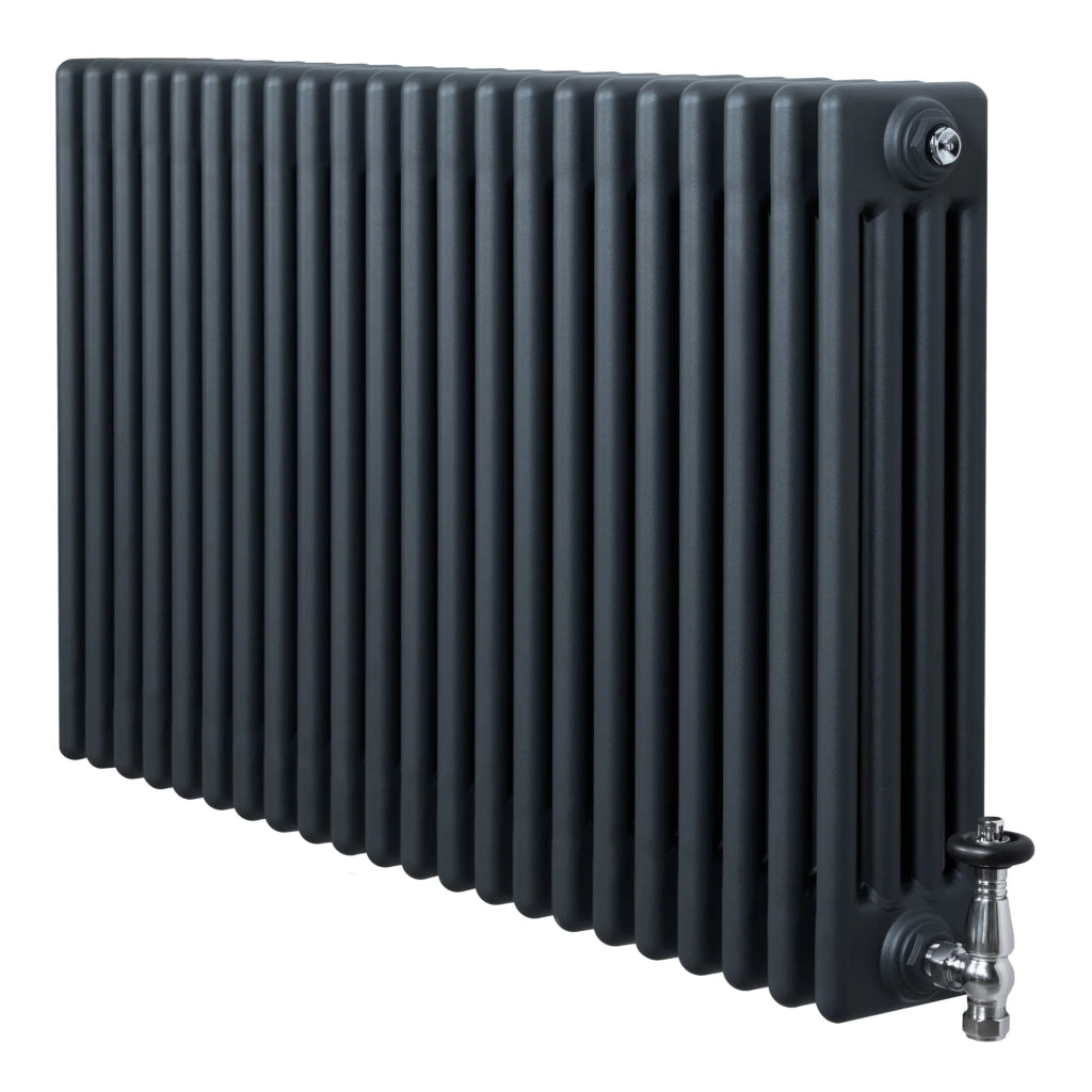 Radiatore Tradizionale 4 Colonne Orizzontale Riscaldamento Antracite & Valvole 600x1010 mm