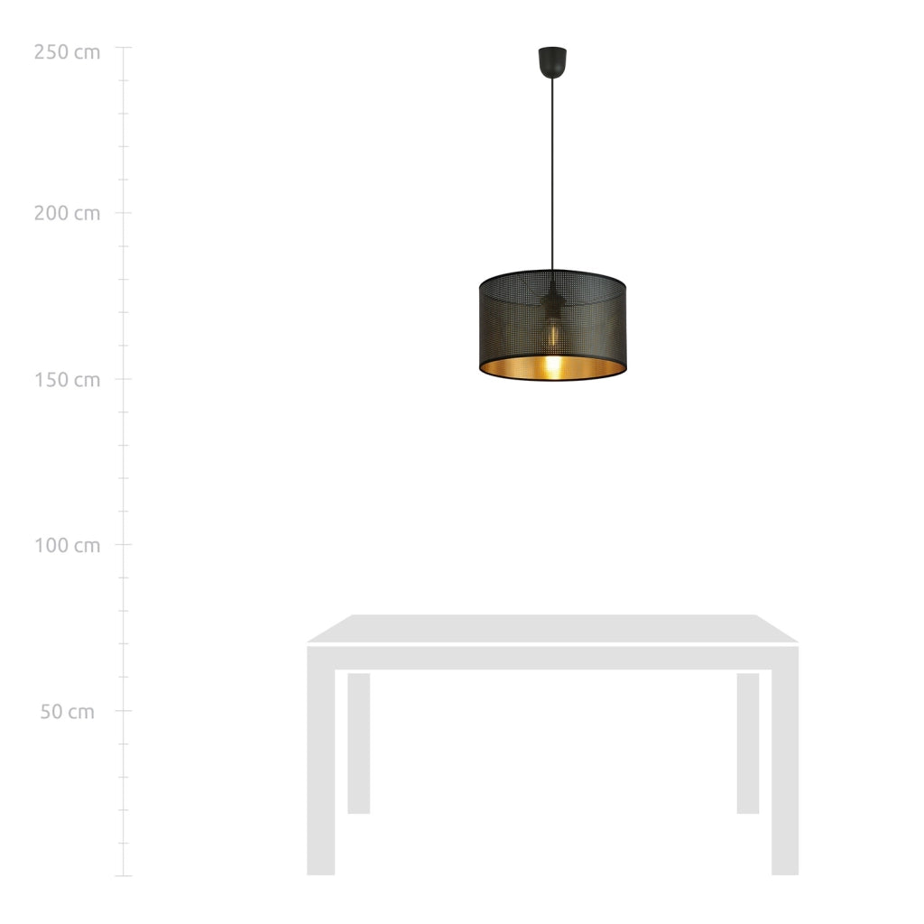 Sospensione Minimal 1 Luce Drago In Acciaio Nero E Oro