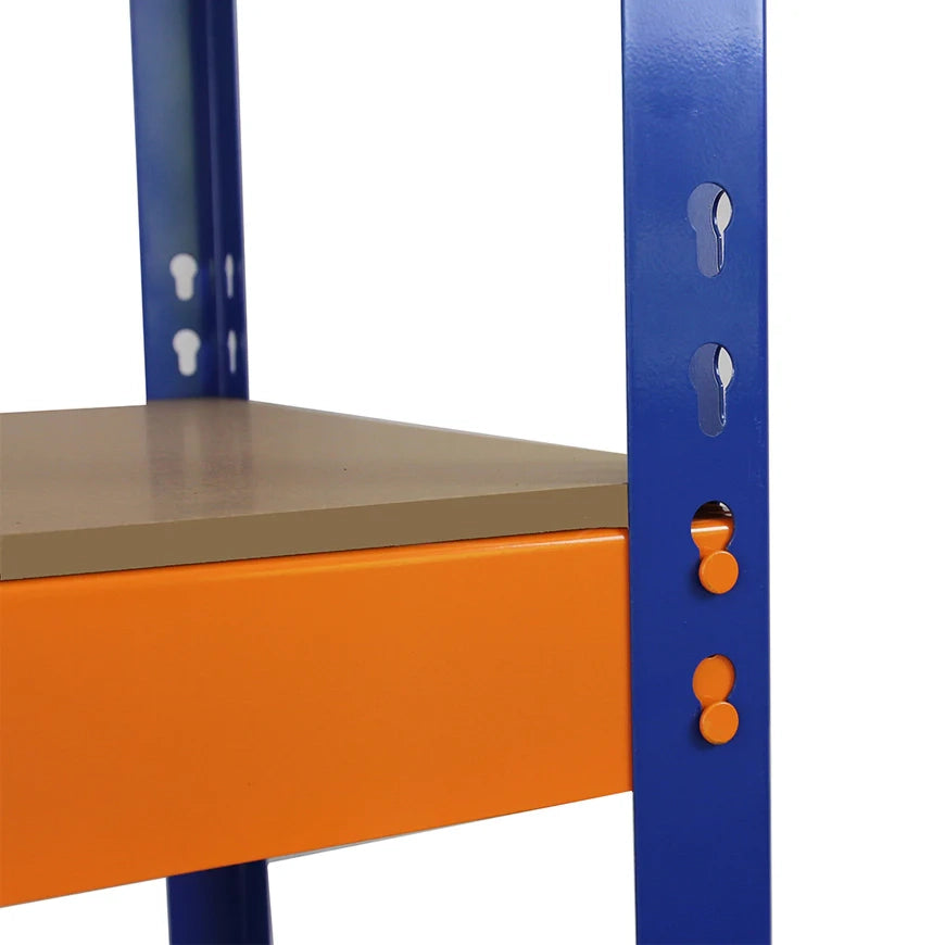 3 Scaffali in Acciaio Senza Bulloni S-Rax Blu e Arancione Larghi 150cm Magazzino