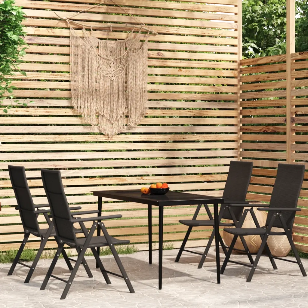Set da Pranzo da Giardino 5 pz | Set Salotto da Giardino Nero