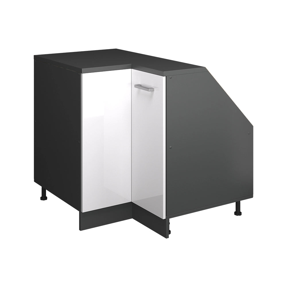 Mobile cucina angolare per sottotetto R-Line Bianco lucido/Antracite 75.6 cm con 1 porta, carcassa dell’armadio profondità 60 cm Vicco