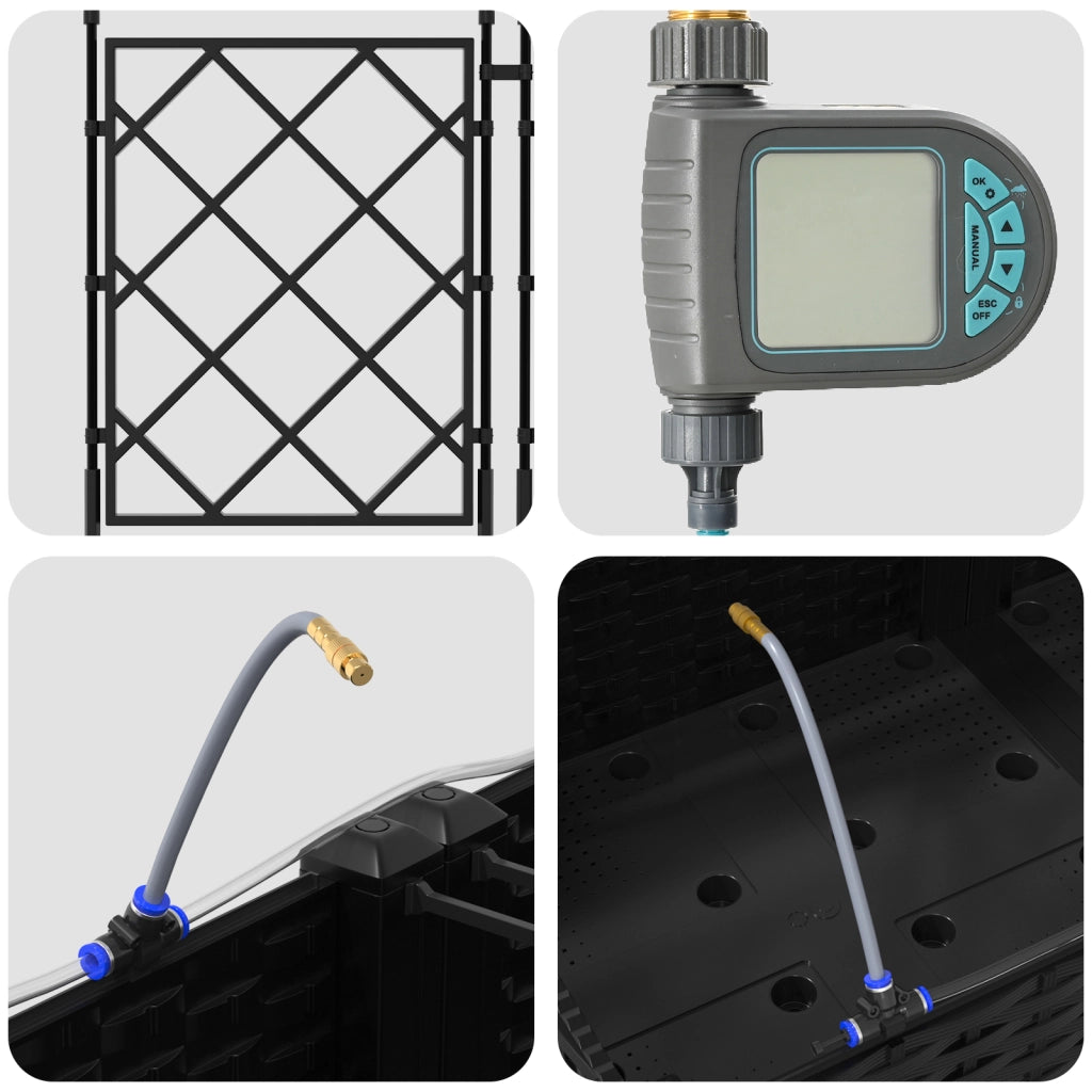 Vasi da Giardino con Sistema di Irrigazione 3 pz Nero