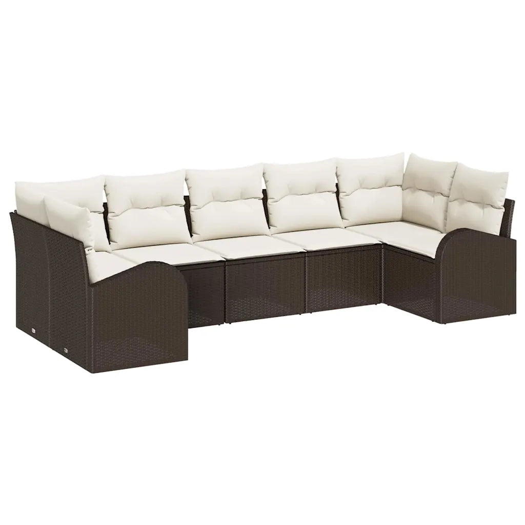 Set Divano da Giardino 7 pcs Marrone Rattan in Polipropilene 3346188