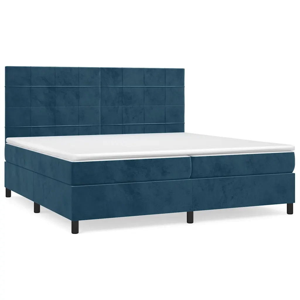 Giroletto a Molle con Materasso Blu Scuro 200x200 cm in Velluto 3143047