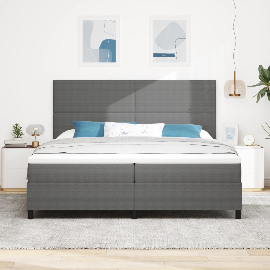 Letto a Molle con Materasso e Luce LED Grigia 200x200 cm Tessuto Vellutato