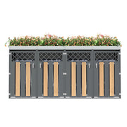 Mülltonnenbox mit rautenförmigen Belüftungslöchern, trash storage compartments, Abschließbar, vier Türen, Pflanzfläche