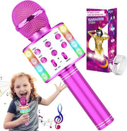 Microfono per Karaoke con Illuminazione a LED Colorata e Scintillante - Ottima Qualità Audio