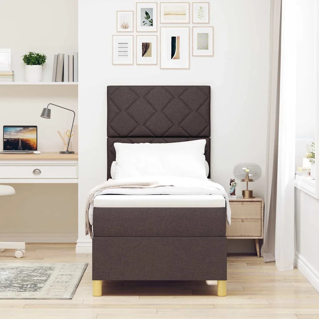 Letto a molle con materasso Marrone Scuro 80 x 200 cm Tessuto 3339654