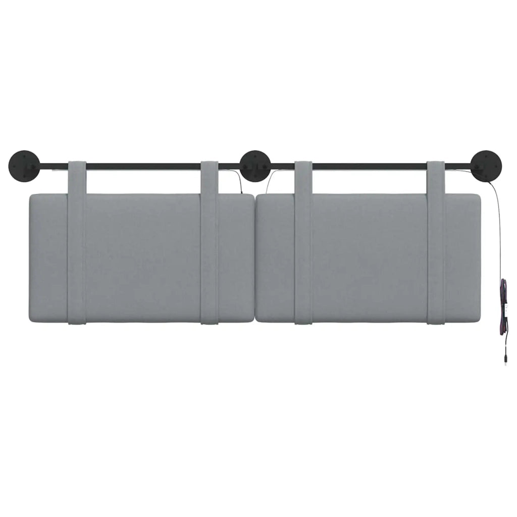 Testiera sospesa Con luce LED Grigio Chiaro Tessuto