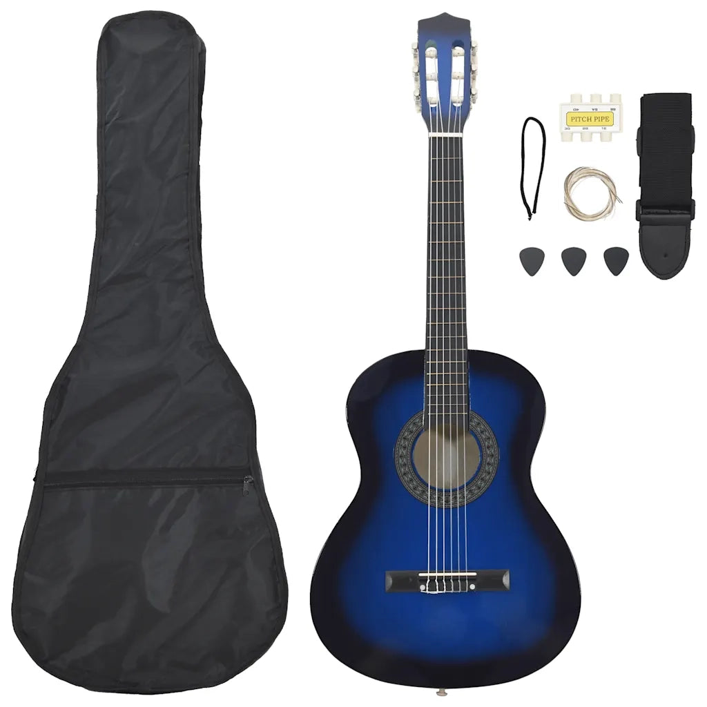 Set Chitarra Classica 8 pz Bambini e Principianti Blu 3/4 36"      cod mxl 79022