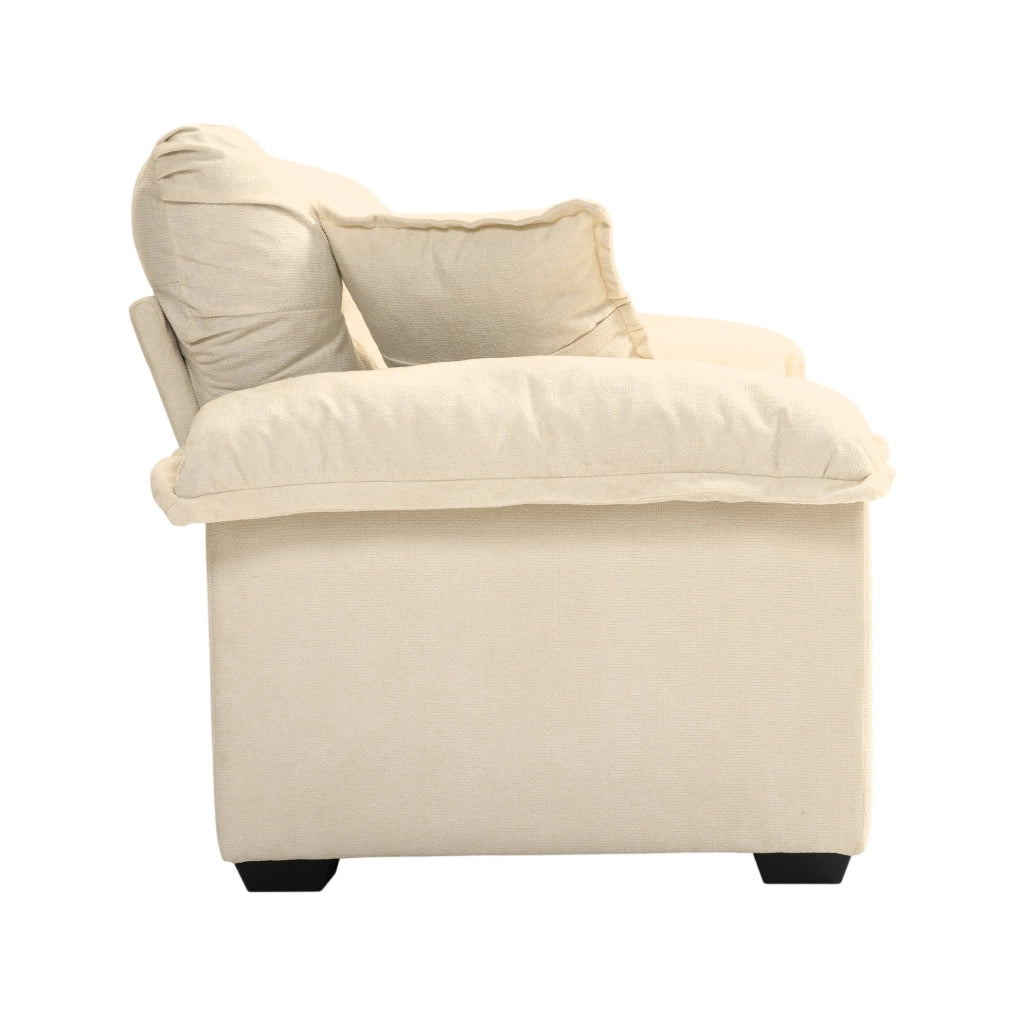 Divano 2 posti 214 cm in ciniglia beige con cuscini sfoderabili HAVRYA