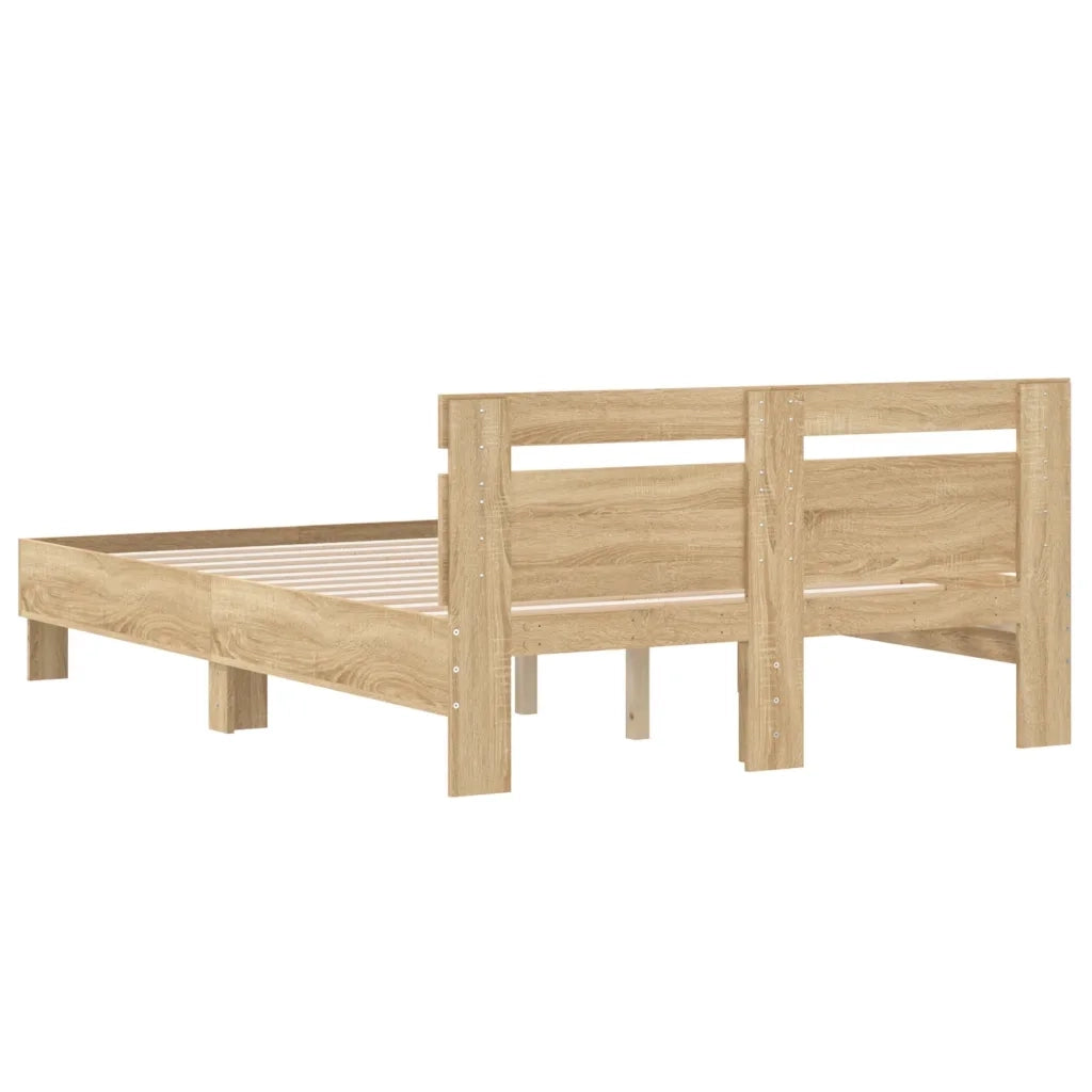 Letto matrimoniale | Letto per adulti | Giroletto Testiera Rovere Sonoma 120x200 cm Legno Multistrato