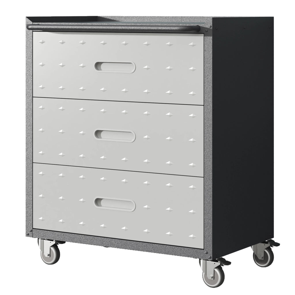 Cassettiera portautensili in metallo con ruote 75x42x88 cm a 3 cassetti nero/grigio