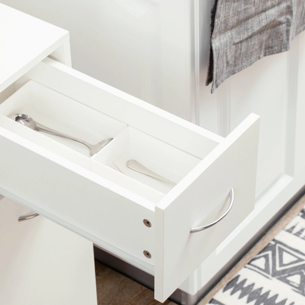 Carrello da Cucina ¨C Xylo ¨C Truciolato e Acciaio Inox, 2 Ripiani, Cassetto, 25x50x85 cm