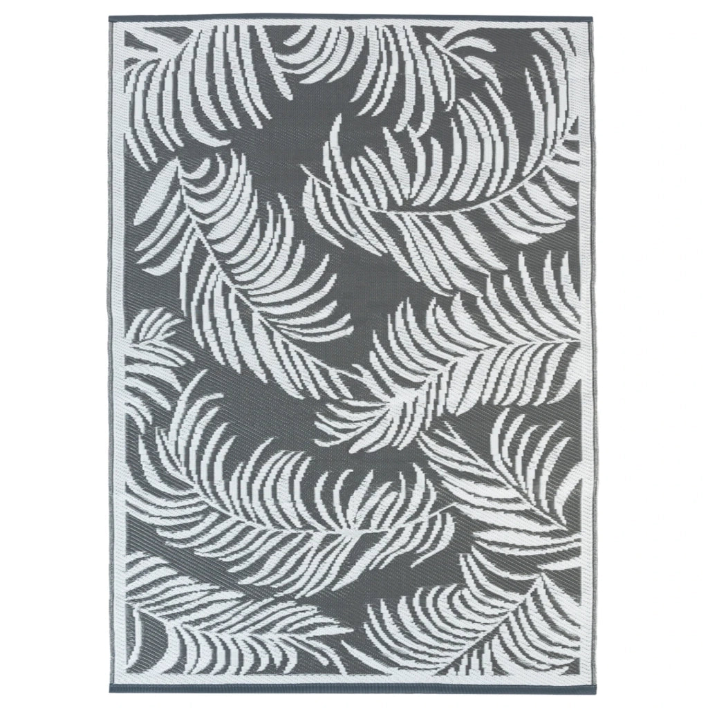 IDMarket - Tappeto per esterni COCO tropical grigio e bianco 180 x 280 CM
