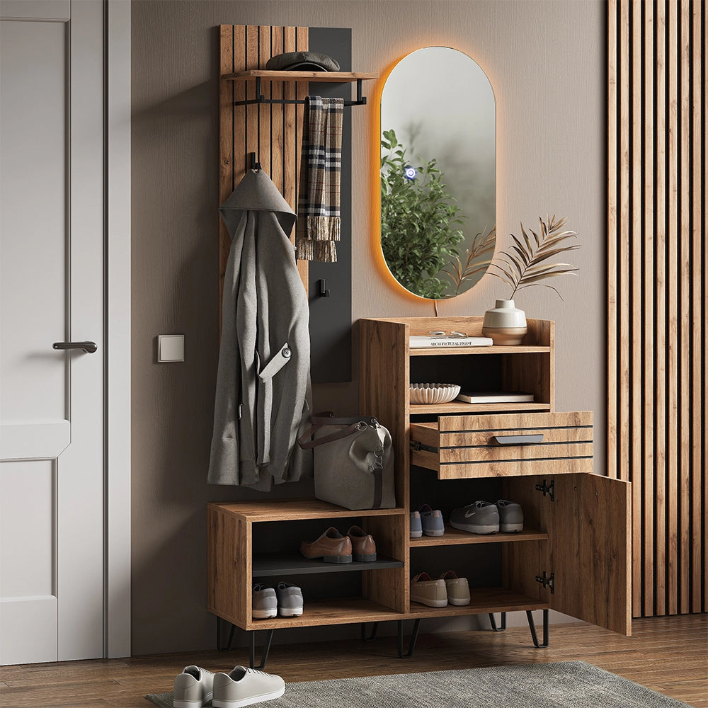 Vicco Armadio da ingresso Quercia Wotan 100 x 100 cm 3 parti